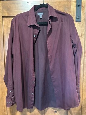 Van Heusen Slim Fit Burgundy Striped Dress Shirt